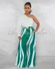 *Comita Off-White Green Gold Link Belt Single Sleeve Jumpsuit sold by Chic Couture