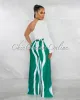*Comita Off-White Green Gold Link Belt Single Sleeve Jumpsuit sold by Chic Couture
