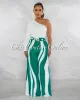*Comita Off-White Green Gold Link Belt Single Sleeve Jumpsuit sold by Chic Couture