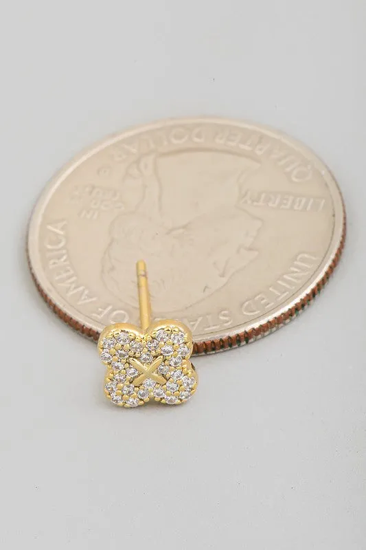 Tini Pave Mini Clover Stud Earrings sold by Chic Couture product image thumbnail 2