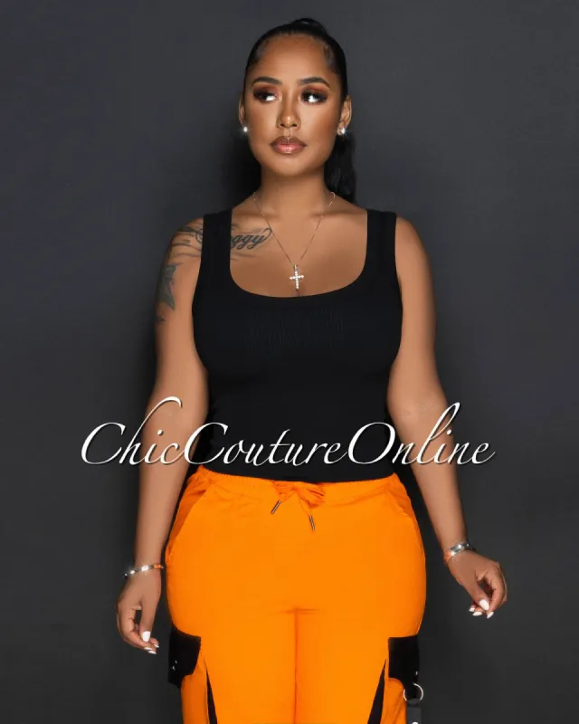 Gordana Black Tank Ribbed Crop Top sold by Chic Couture