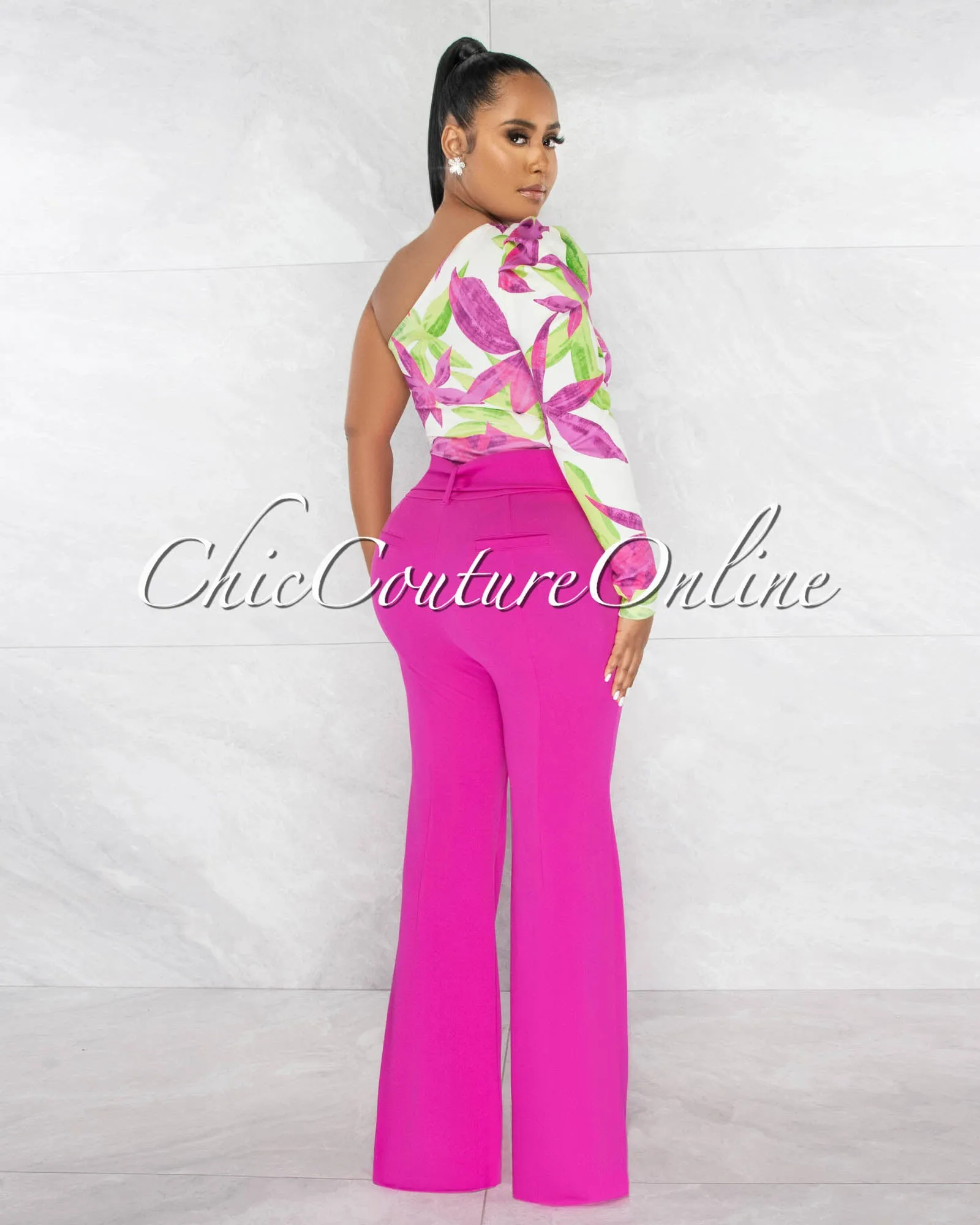 *Hazel Magenta Belt Wide Trouser Pants sold by Chic Couture product image thumbnail 3