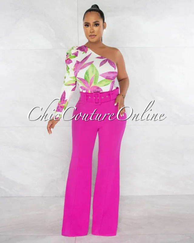 *Hazel Magenta Belt Wide Trouser Pants sold by Chic Couture