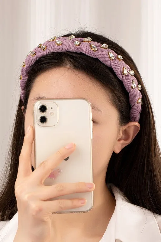 Shane Black Braided Chiffon headband with Rhinestones sold by Chic Couture product image thumbnail 2
