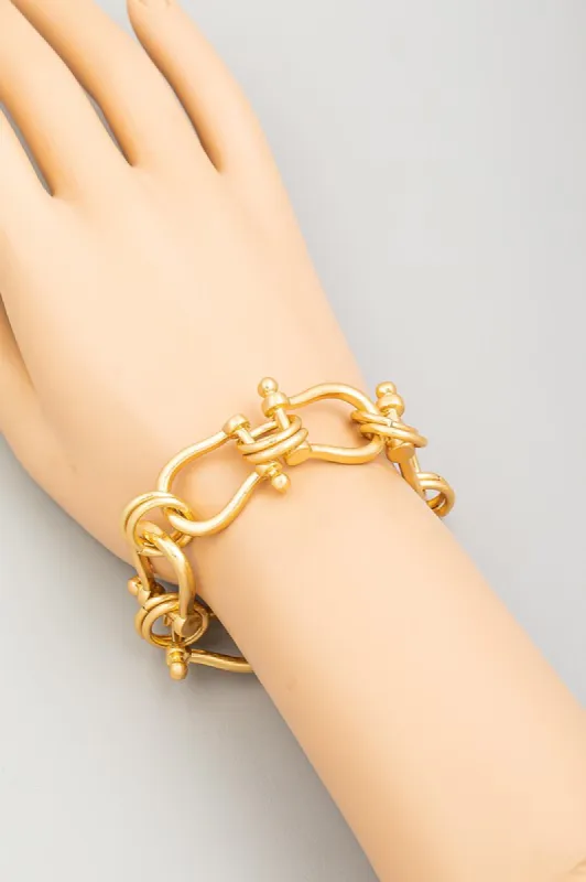 Stina Golden Metallic Ladder Chain Bracelet sold by Chic Couture