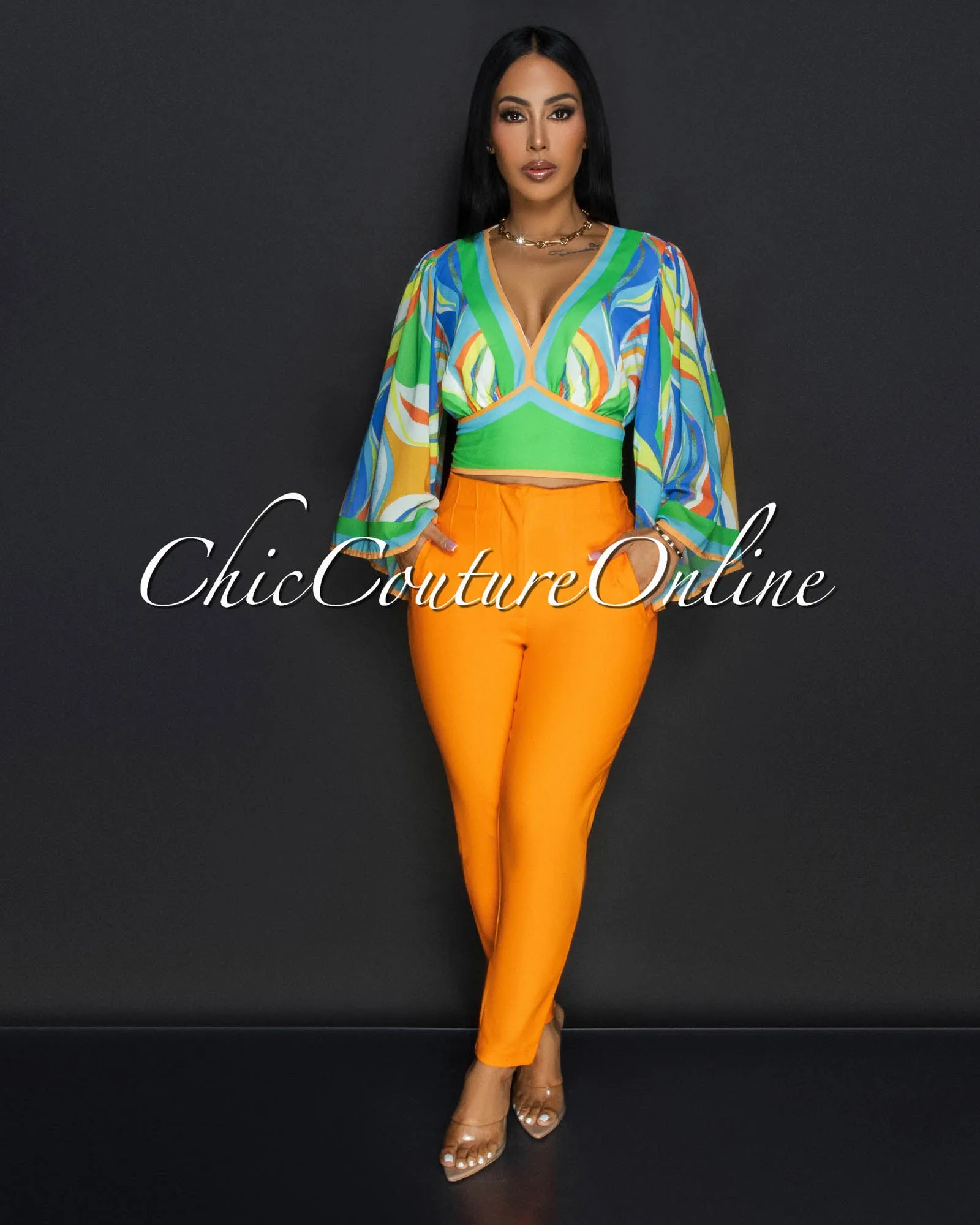 *Avril Tangerine High Waist Skinny Pants sold by Chic Couture product image thumbnail 2