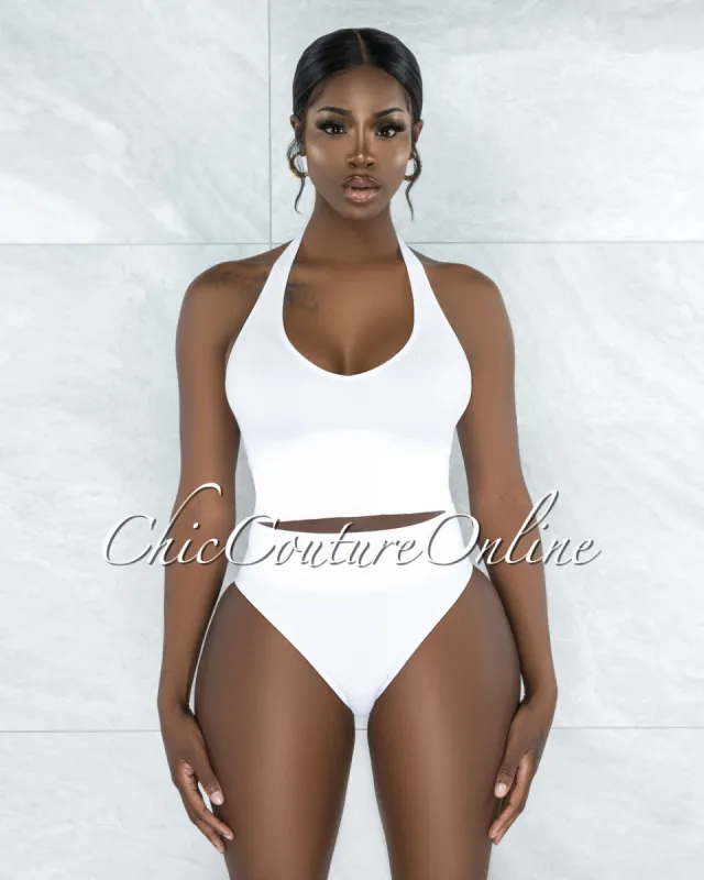 *Dahy White Ribbed Undergarment Two-Piece Set sold by Chic Couture