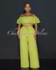 Yuri Olive Green Ruffle Crop Top & Wide Pants Set sold by Chic Couture