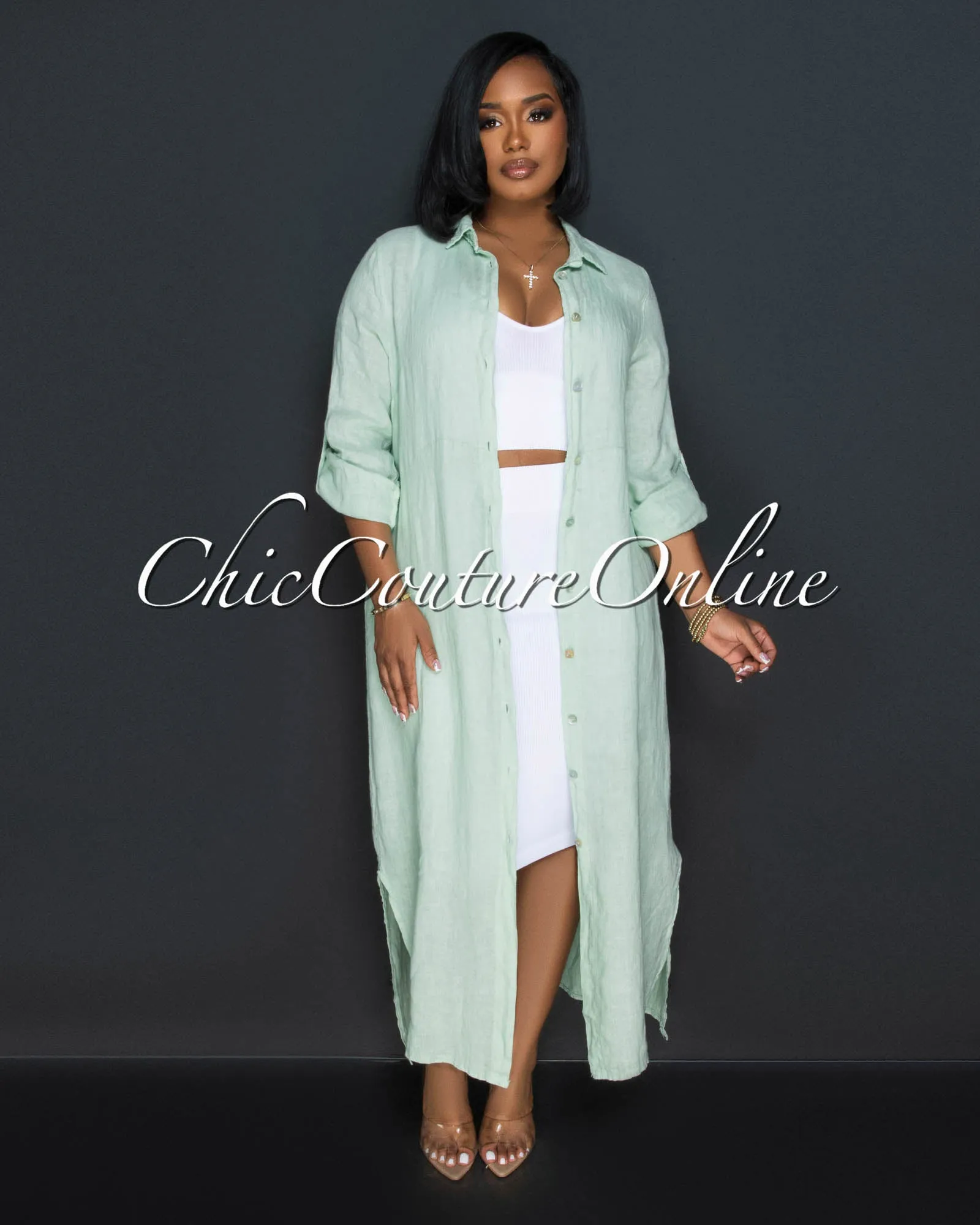 Ebanks White Ribbed SCULPTING Crop Top & Skirt Set sold by Chic Couture product image thumbnail 4