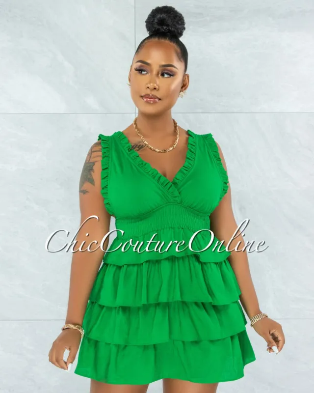 *Brooklyn Kelly Green Ruffle Hem Skater Dress sold by chic