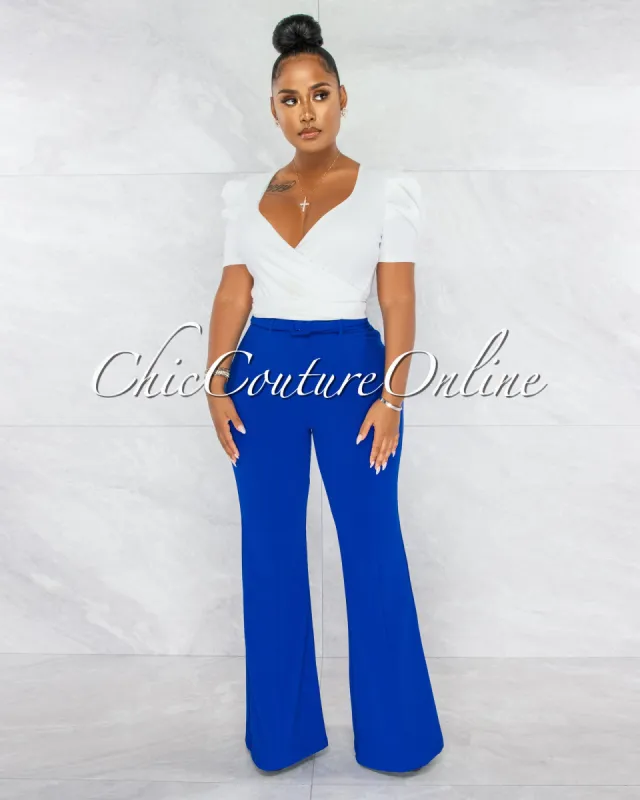 *Hazel Royal Blue Belt Wide Trouser Pants sold by Chic Couture