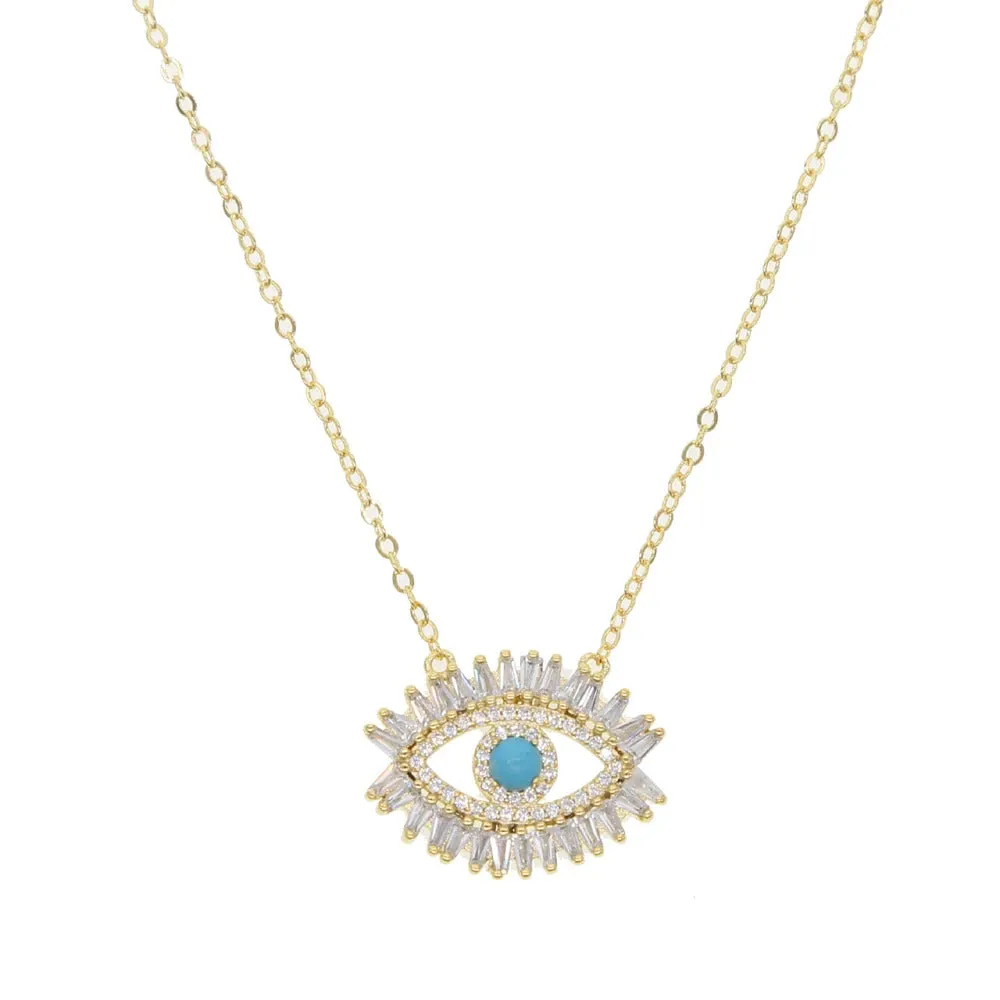 Mariano Gold Blue Evil Eye Charm Necklace sold by Chic Couture