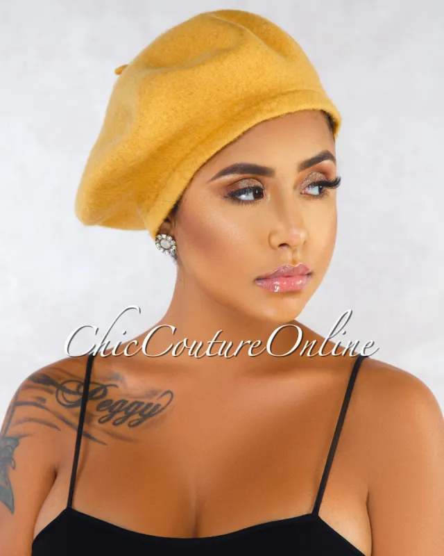 *Taima Mustard Wool Beret Hat sold by Chic Couture