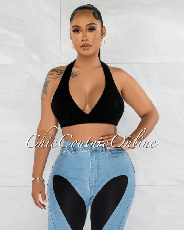 *Alivia Black Racer Back Ribbed Crop Top sold by Chic Couture