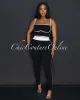 Manika Black White Crop Top & Leggings Ribbed Sculpting Set (9/11) sold by Chic Couture