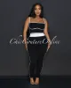 Manika Black White Crop Top & Leggings Ribbed Sculpting Set (9/11) sold by Chic Couture