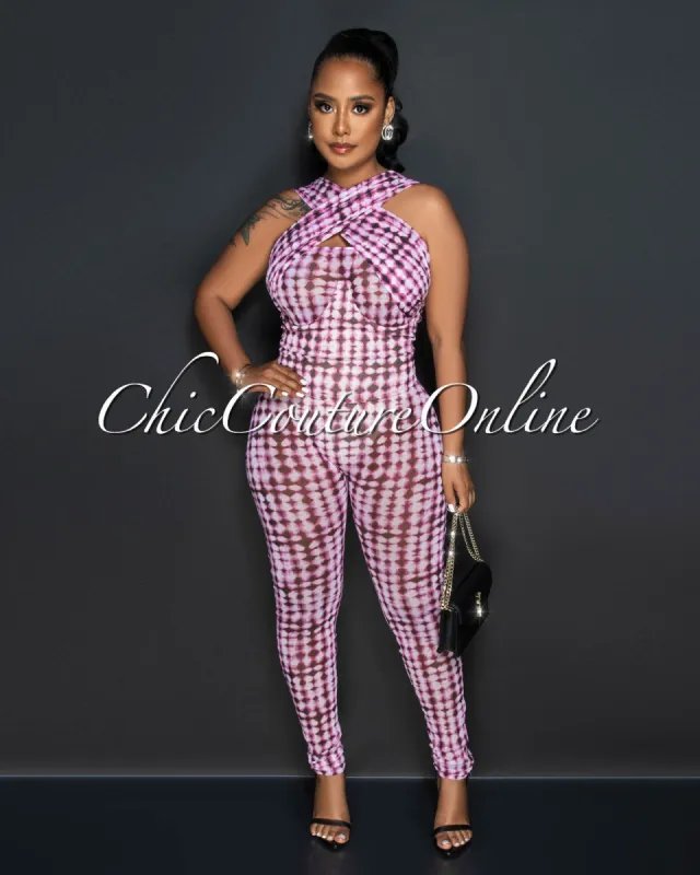 *Guzett Print Mesh Corset Jumpsuit sold by Chic Couture