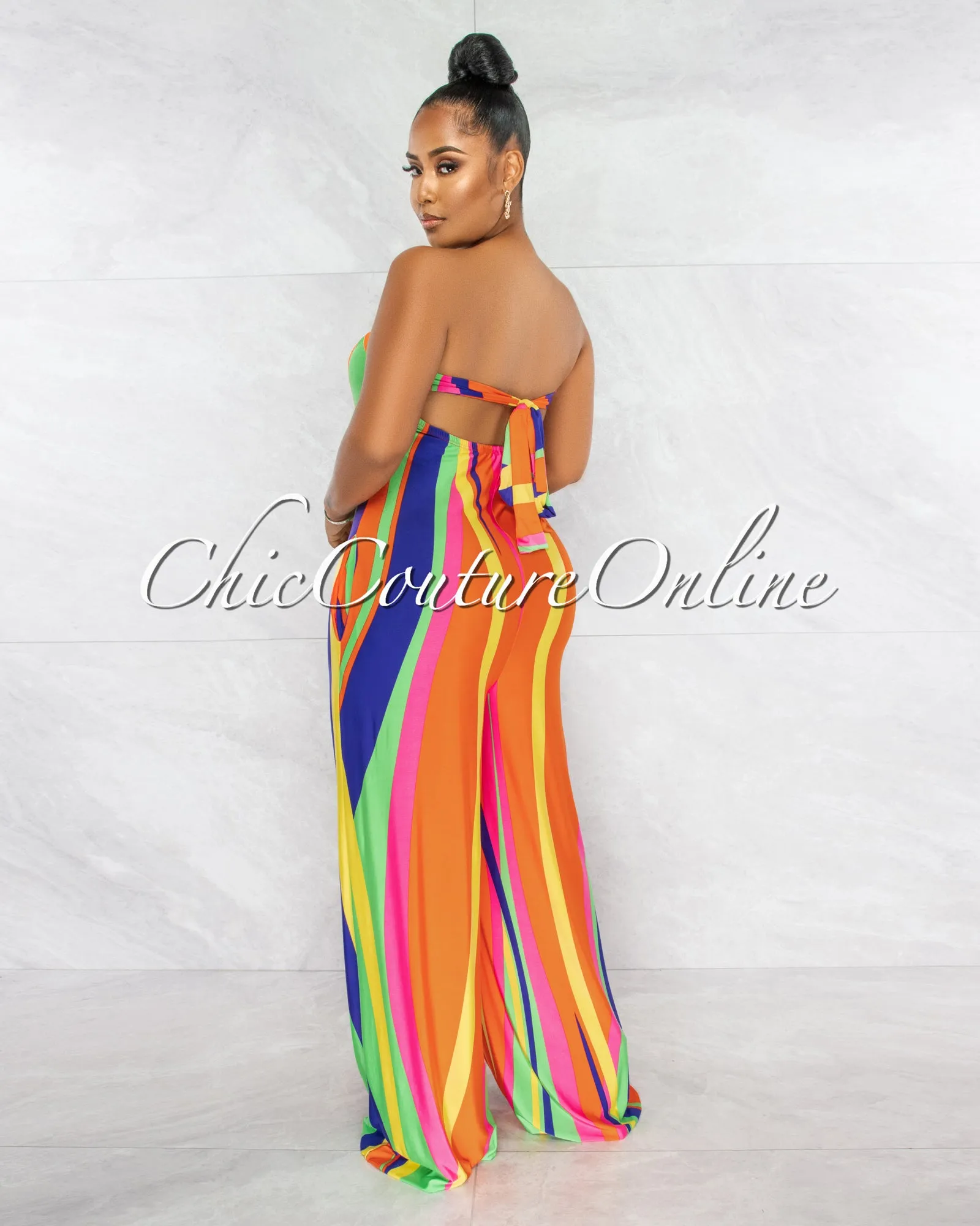 *Monroe Multi-Color Retro Strapless Jumpsuit sold by Chic Couture product image thumbnail 3