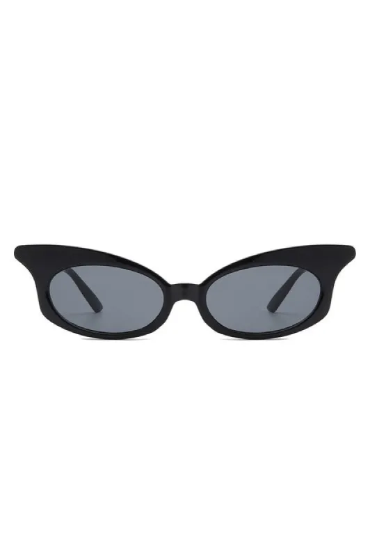Zayda Black Narrow Oval Sunglasses made by Chic Couture