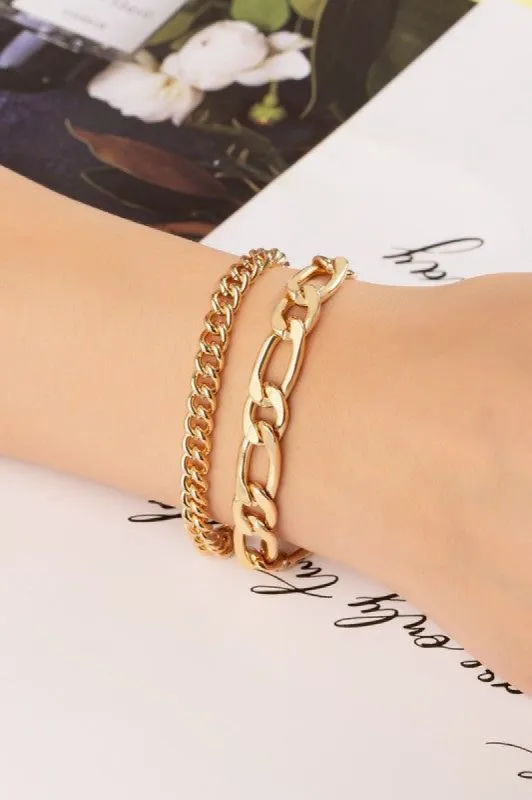 Cally Two Chunky Chain Bracelets Set sold by chic