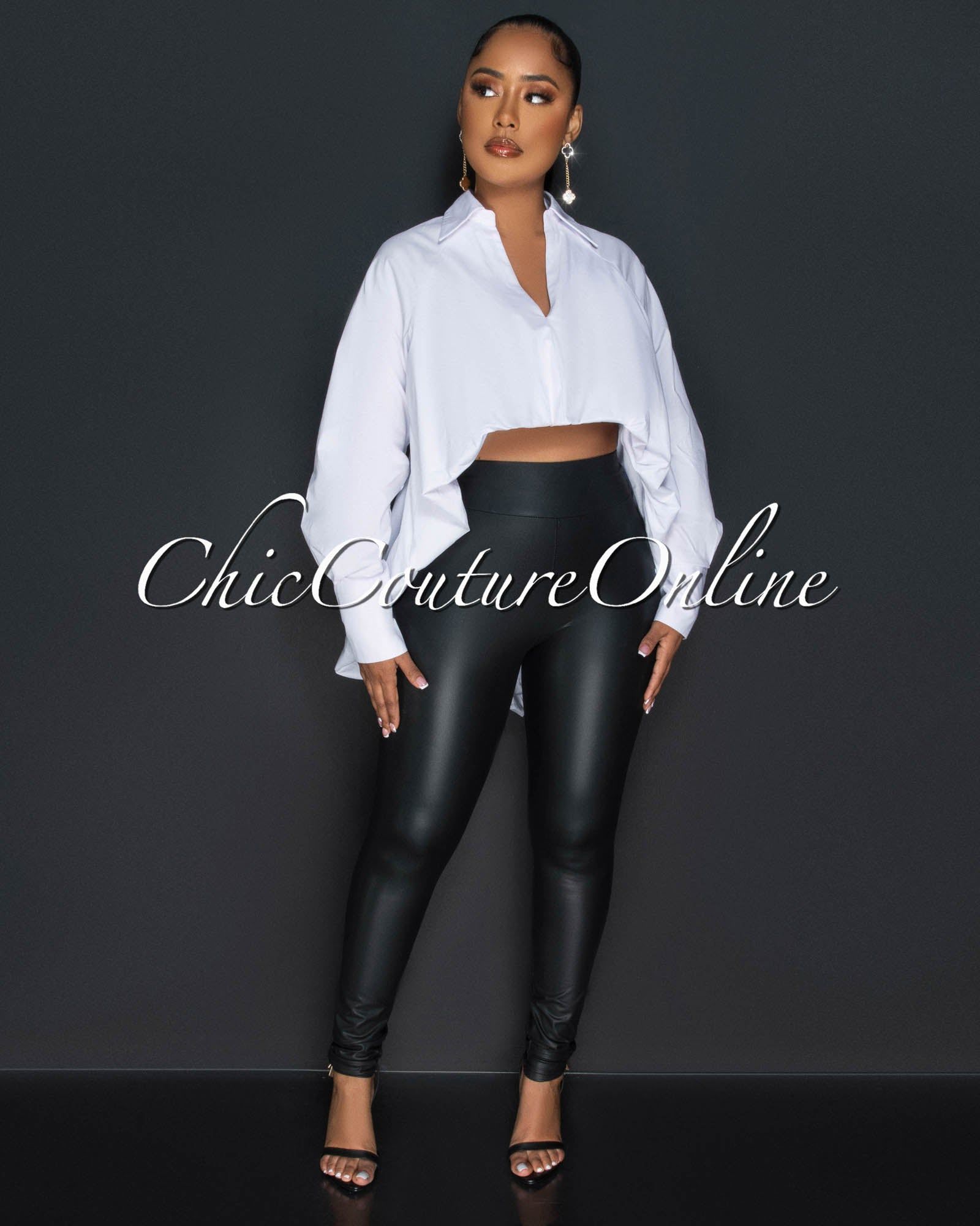 Bayou White Hi-Low Draped Blouse sold by Chic Couture product image thumbnail 2