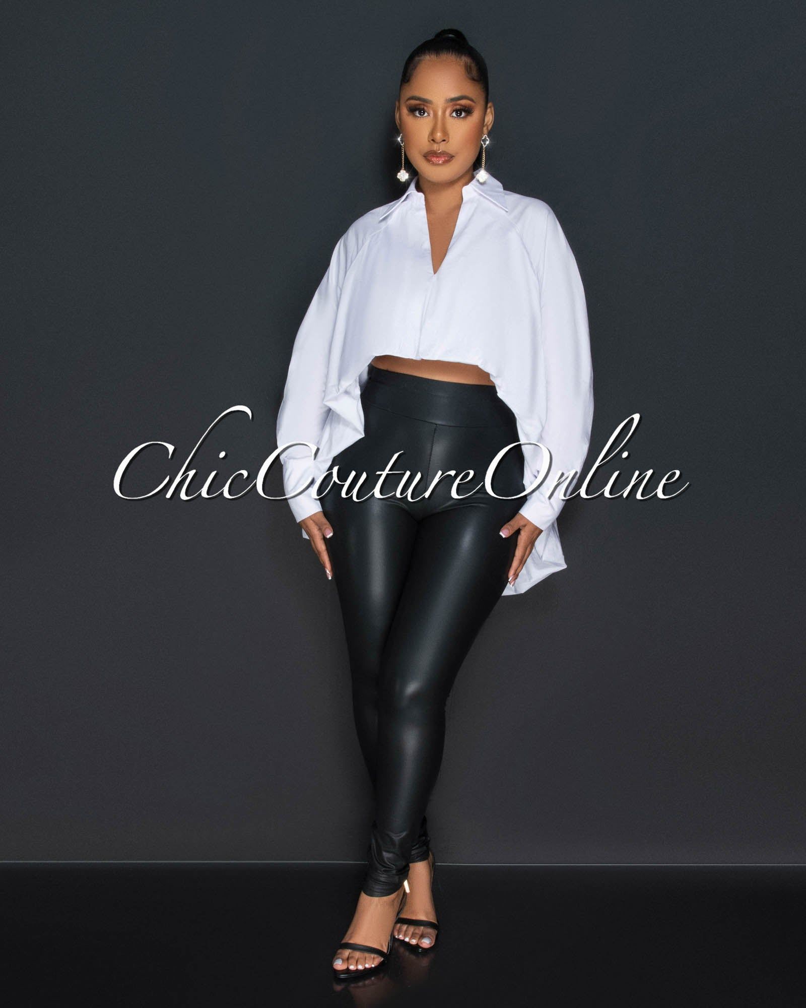 Bayou White Hi-Low Draped Blouse sold by Chic Couture product image thumbnail 3