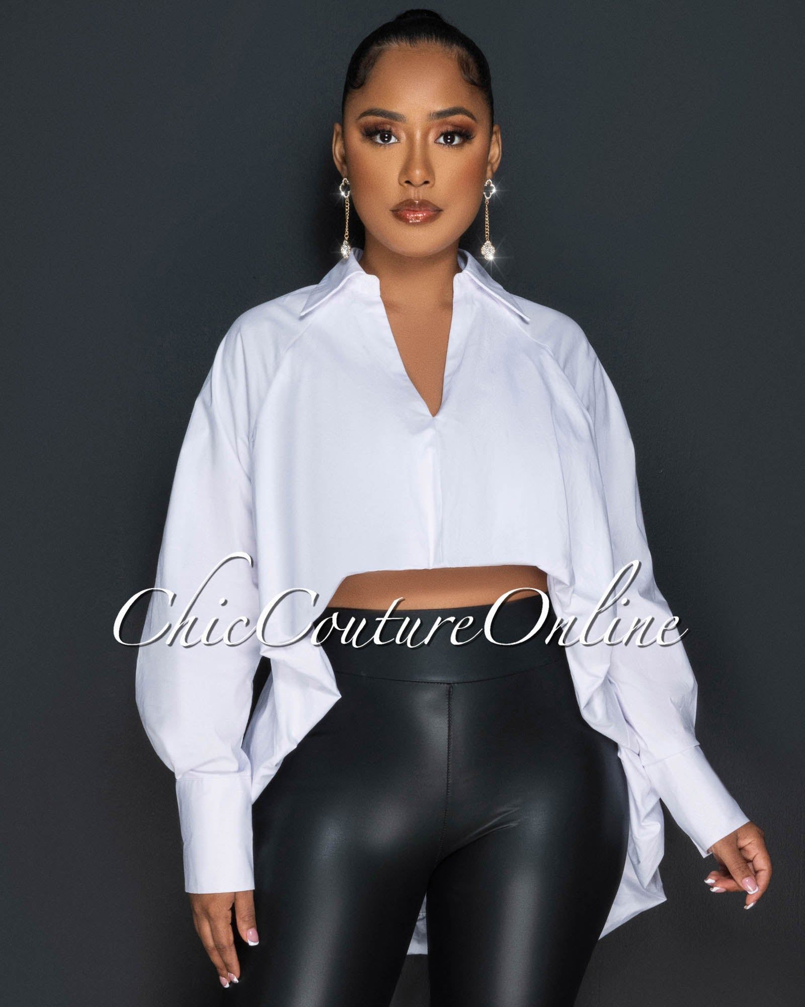 Bayou White Hi-Low Draped Blouse sold by Chic Couture product image thumbnail 5