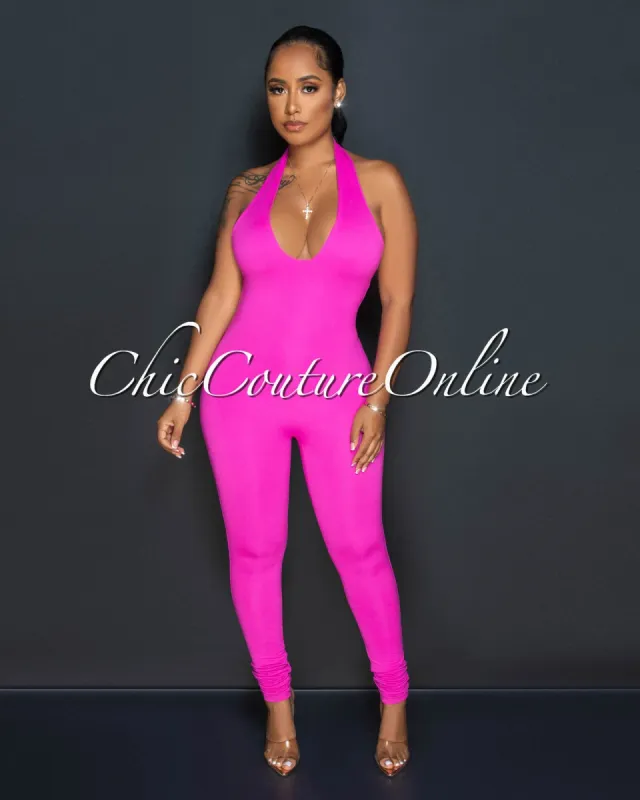 Danyel Pink Double Lined Low Back Jumpsuit sold by Chic Couture