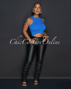 *Jordyn Black Vegan Leather Cargo Ruched Pants sold by Chic Couture