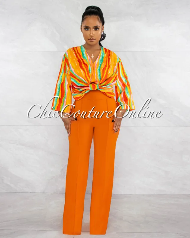 *Marcie Rust Orange High Waist Straight Legs Pants sold by Chic Couture