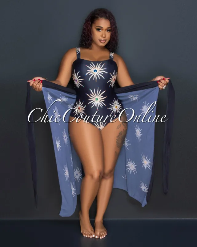 *Blake Black Gold Print Swimsuit & Cover Up Set sold by Chic Couture
