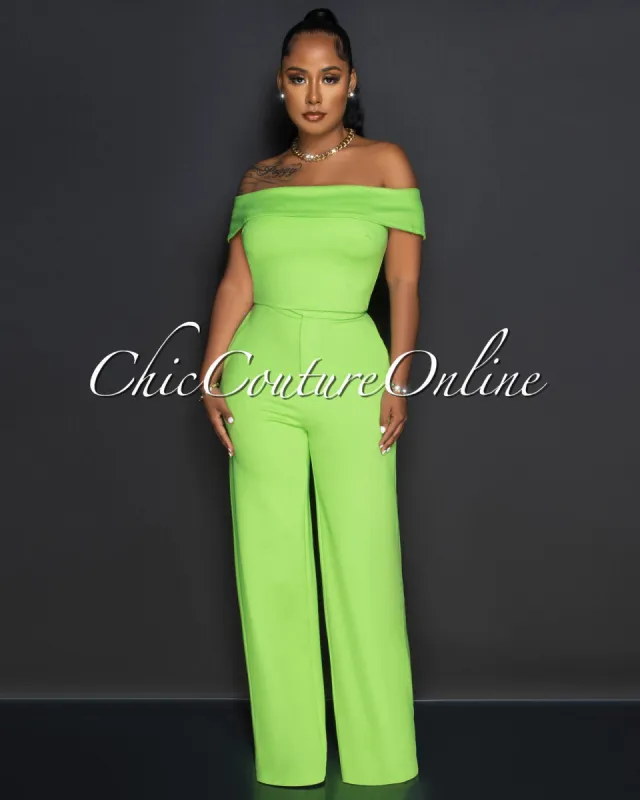 *Cassina Lime Crop Top & Wide Leg Pants Set sold by Chic Couture
