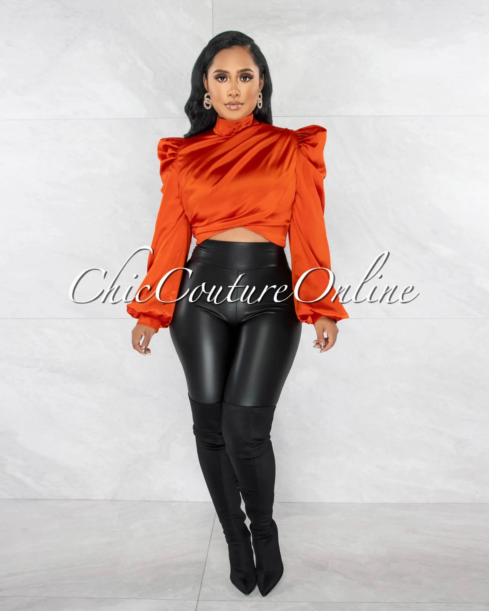 *Karishma Orange Luxe Satin Blouse sold by Chic Couture product image thumbnail 4