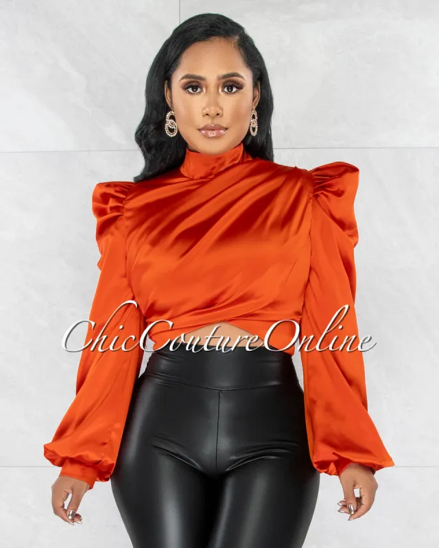 *Karishma Orange Luxe Satin Blouse sold by Chic Couture