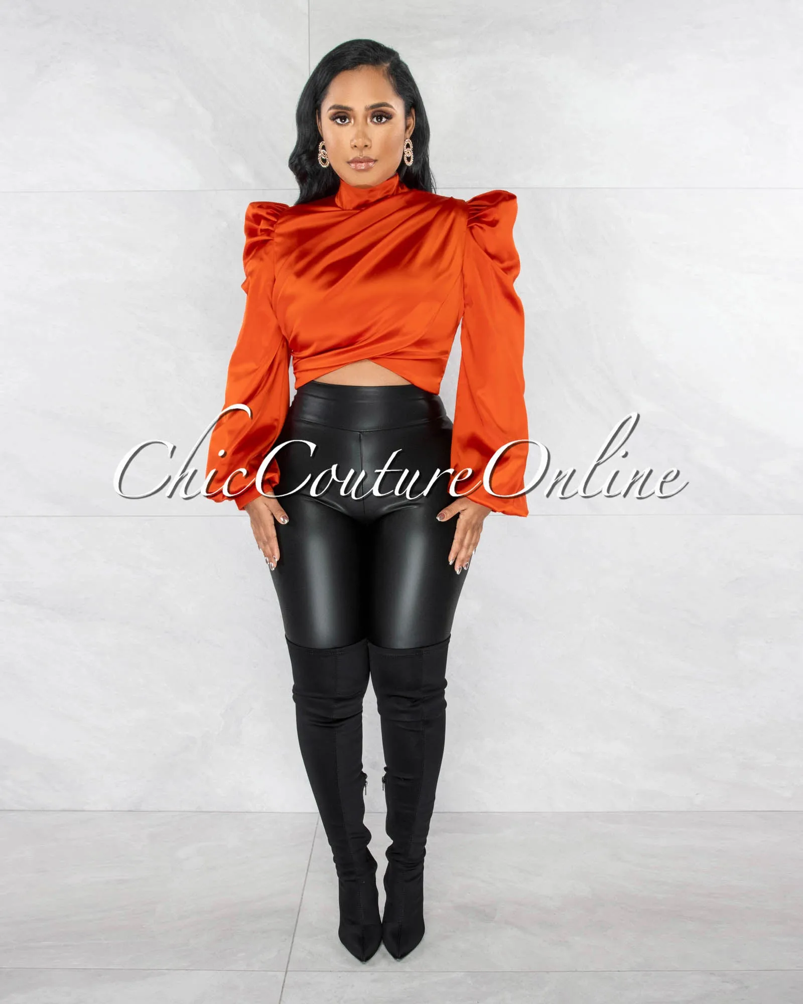 *Karishma Orange Luxe Satin Blouse sold by Chic Couture product image thumbnail 2