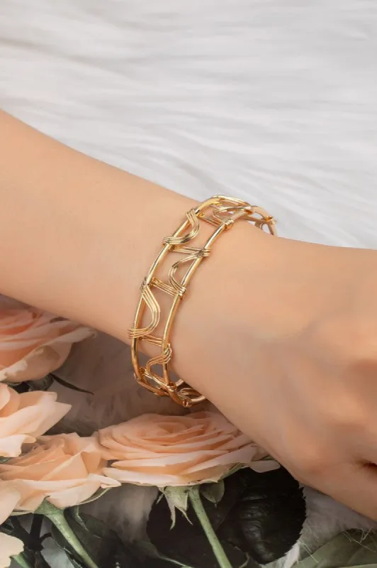 Tamra Thin Brass Wire Wrapped Cuff Bangle made by Chic Couture