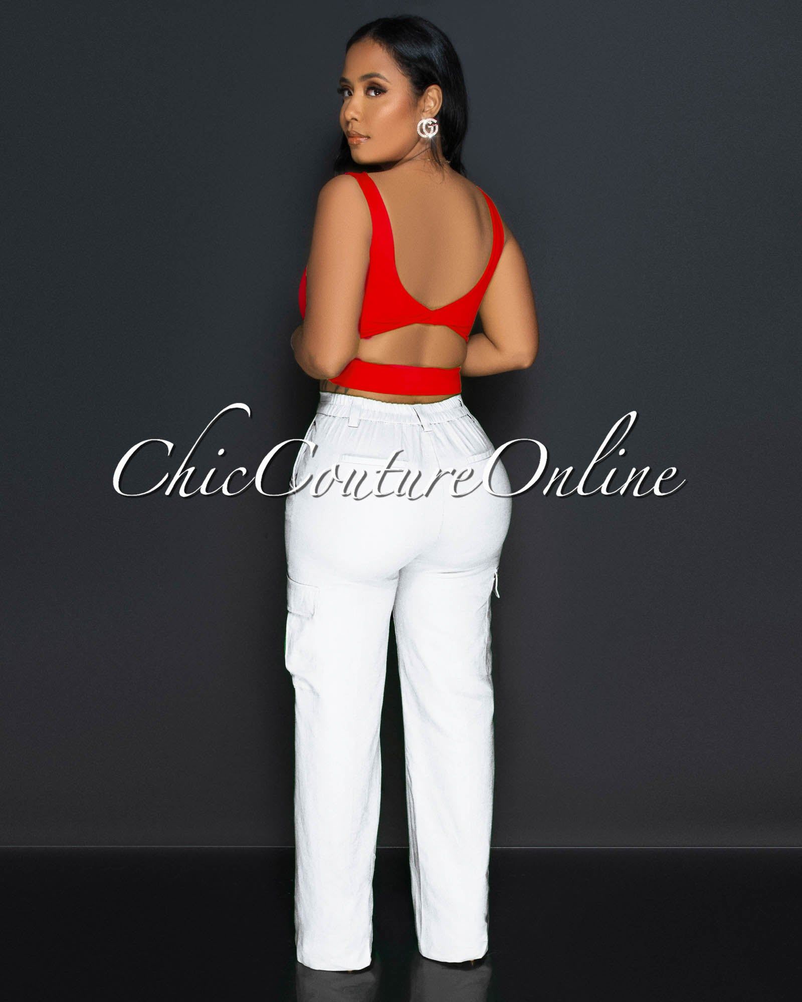 Radia Tomato Back Cut-Out Crop Top sold by Chic Couture product image thumbnail 3