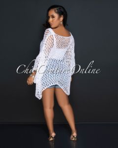Chalisa Off-White Cover-Up Crochet Top sold by Chic Couture