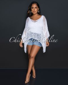 Chalisa Off-White Cover-Up Crochet Top sold by Chic Couture
