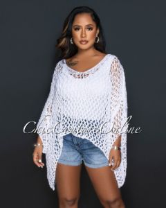 Chalisa Off-White Cover-Up Crochet Top sold by Chic Couture