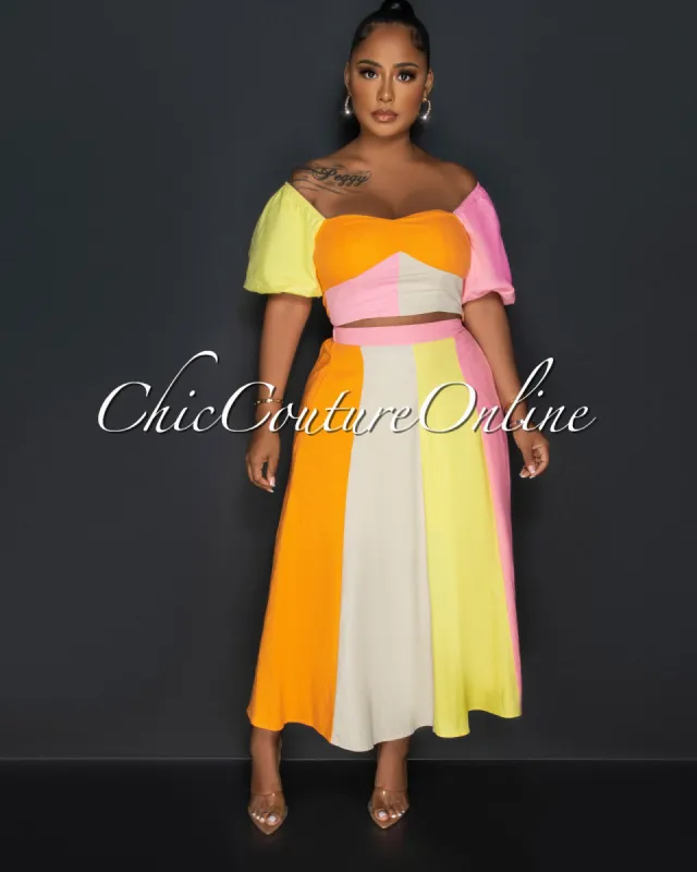 *Anniston Pastel Color-Block Top & Skirt Set sold by Chic Couture