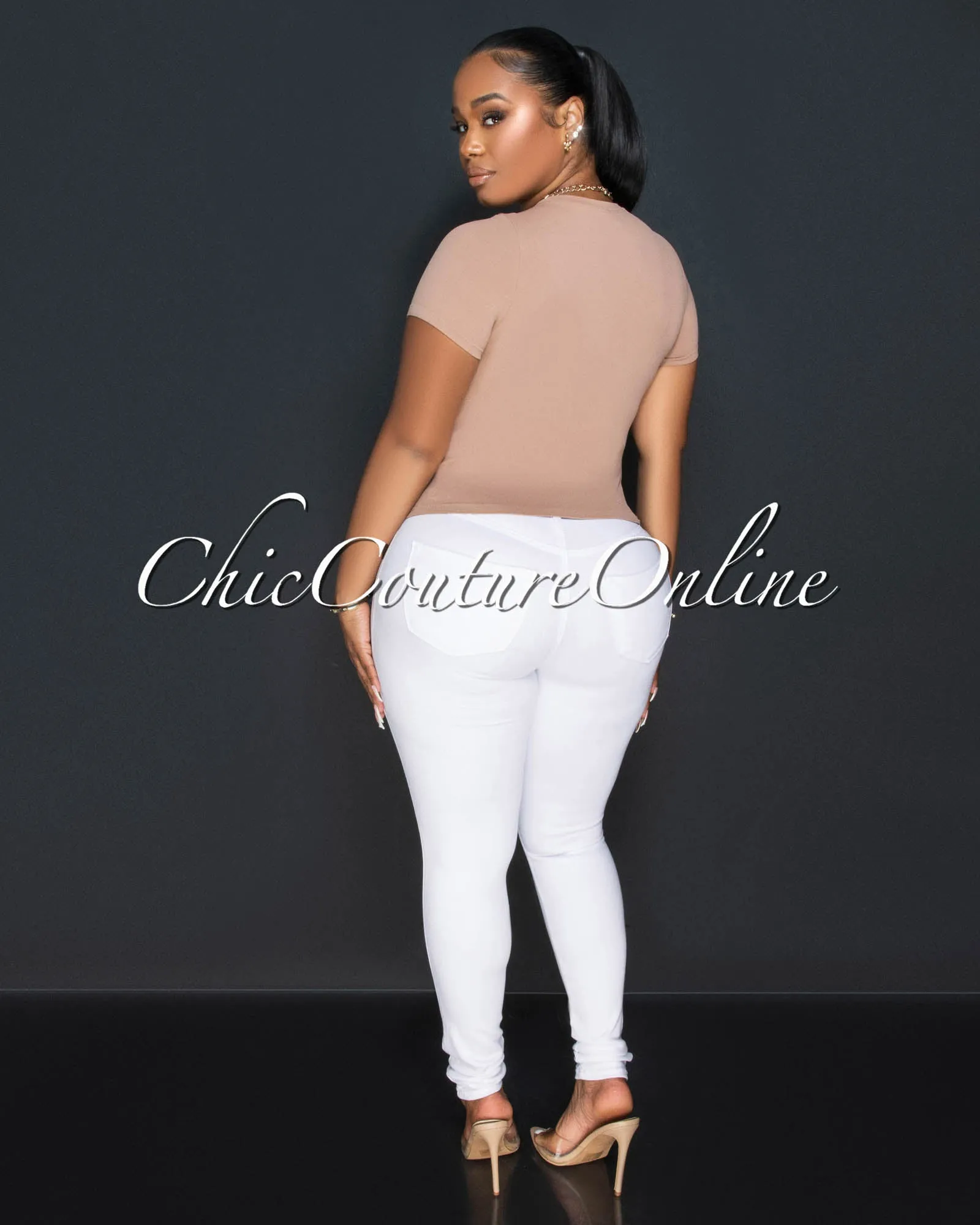 Lona Nude Round Neck Crop Top sold by Chic Couture product image thumbnail 3