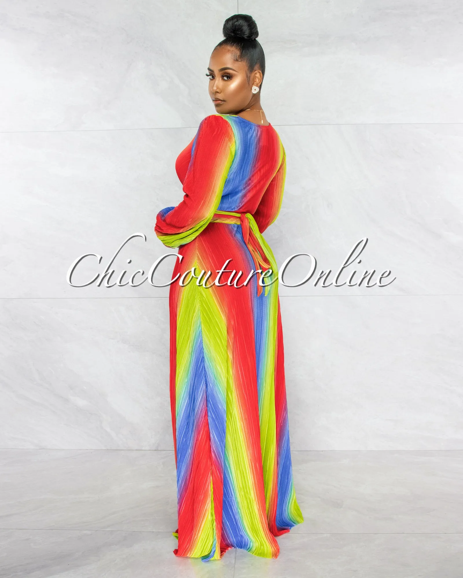 *Jeneva Green Blue Red Print Top & Maxi Skirt Ribbed Set sold by Chic Couture product image thumbnail 3