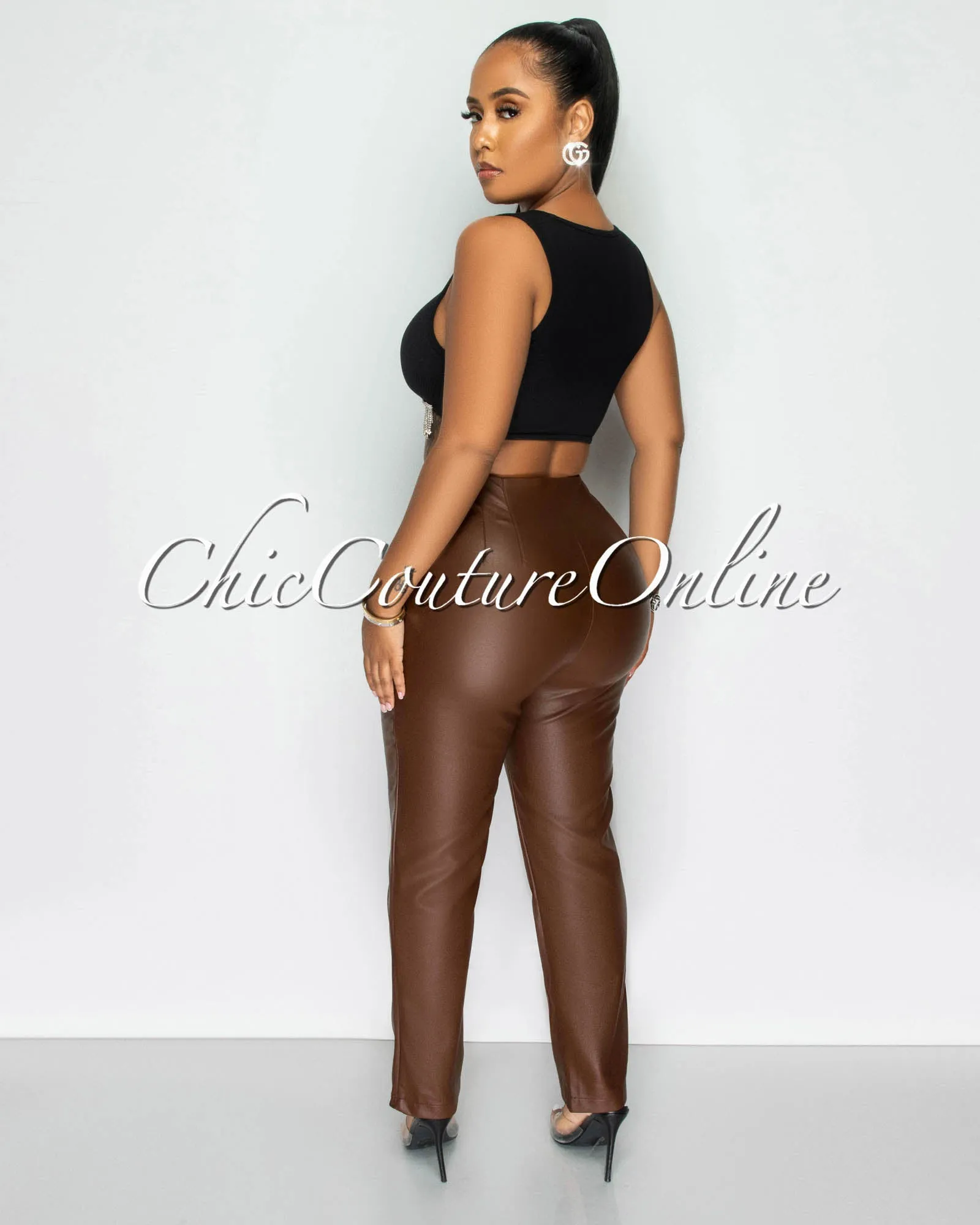 Margie Black Rhinestones Fringe Ribbed Top sold by Chic Couture product image thumbnail 4