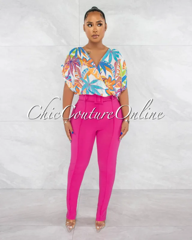 *Danna Magenta High-Waist Belt Pants sold by Chic Couture