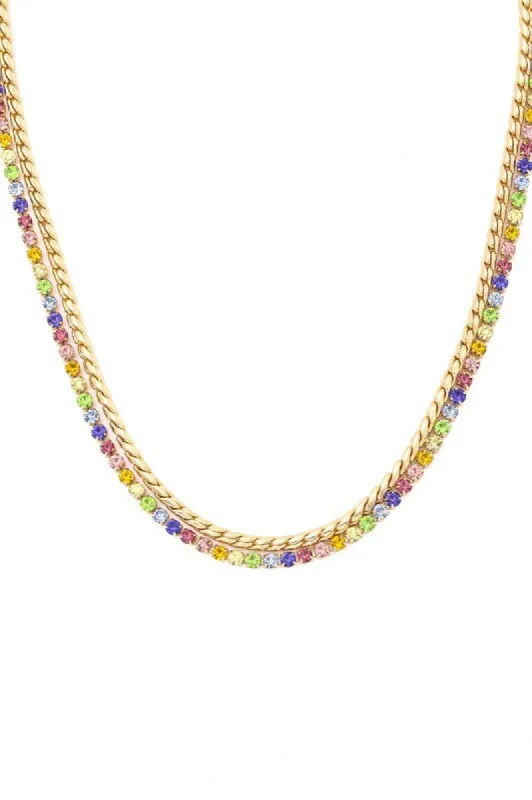 *Jordyn Gold Layered Rhinestone Chain Link Necklace sold by Chic Couture