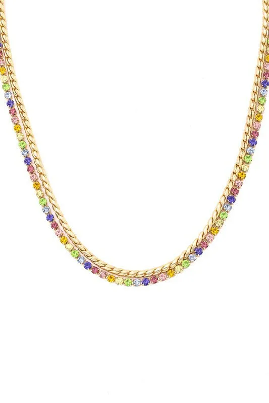 *Jordyn Gold Layered Rhinestone Chain Link Necklace sold by Chic Couture