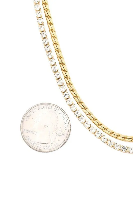 *Jordyn Gold Layered Rhinestone Chain Link Necklace sold by Chic Couture product image thumbnail 2