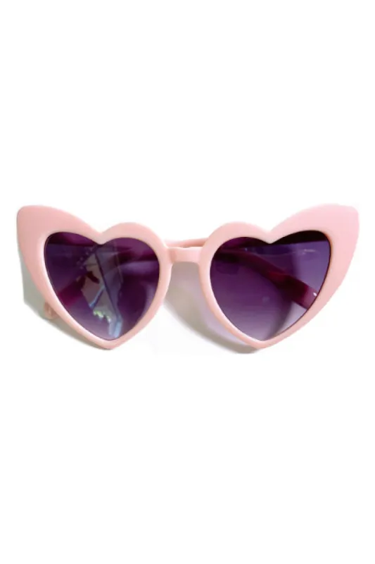Valentina Pink w/ Dark Lens Retro Heart Sunglasses sold by Chic Couture