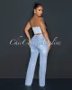 Sallie Light Denim Silver Rhinestones Bustier sold by Chic Couture